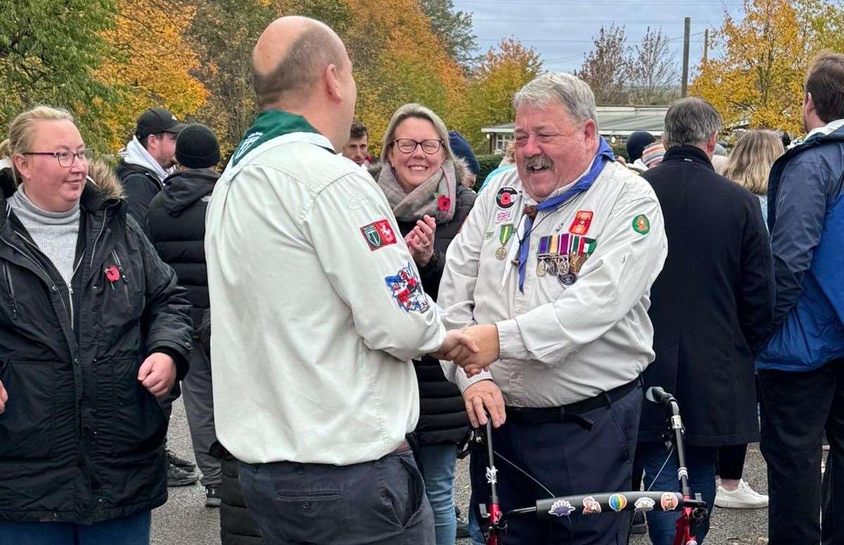 He was presented with an award for 40 years of service in the Scouts