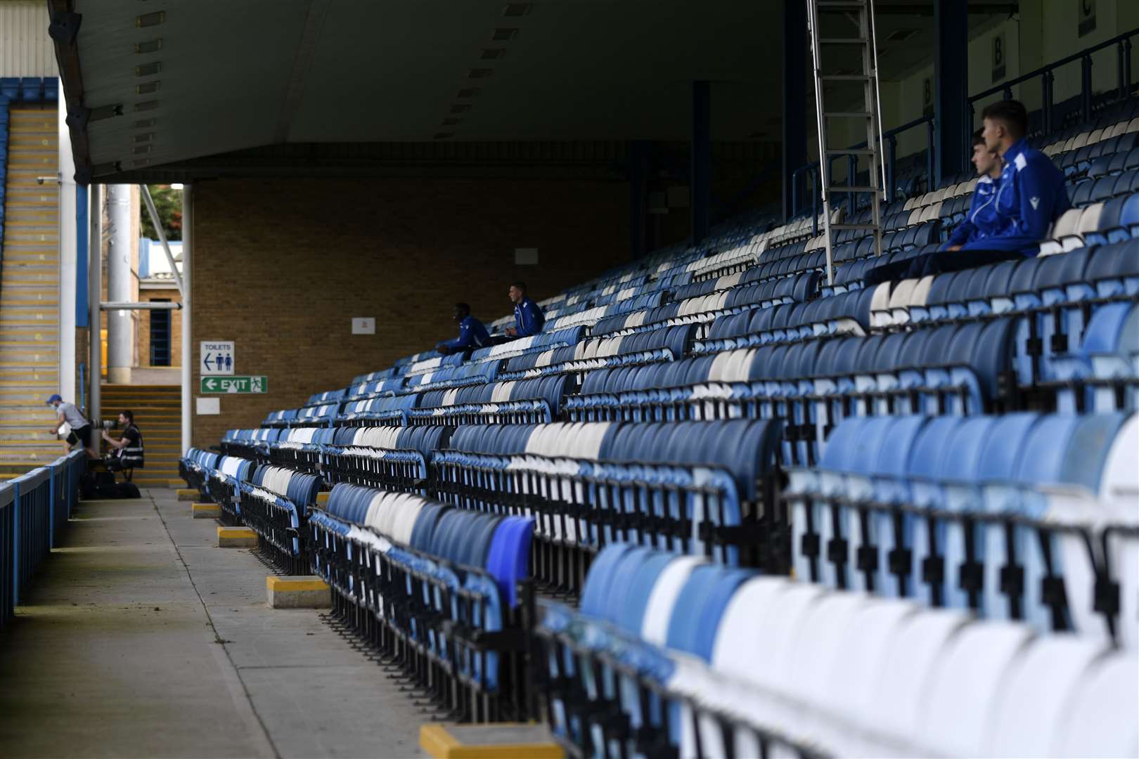 Empty seats at Gillingham during their League 1 opener with Hull City on Saturday. Picture: Barry Goodwin (42220423)