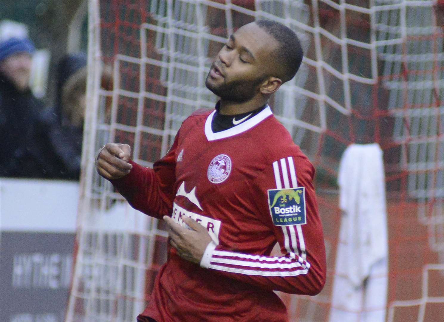 Zak Ansah celebrates another goal for Hythe Town Picture: Paul Amos