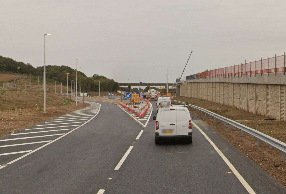 The 40-year-old was travelling along the A249 Sheppey-bound when she hit it. Picture: Google