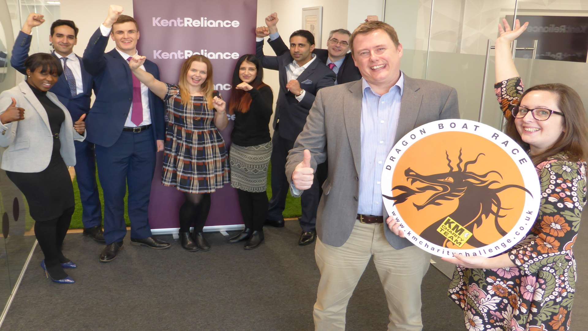 Robert Gurr and Polly Viccars of Kent Reliance announce support of 2016 KM Dragon Boat Race