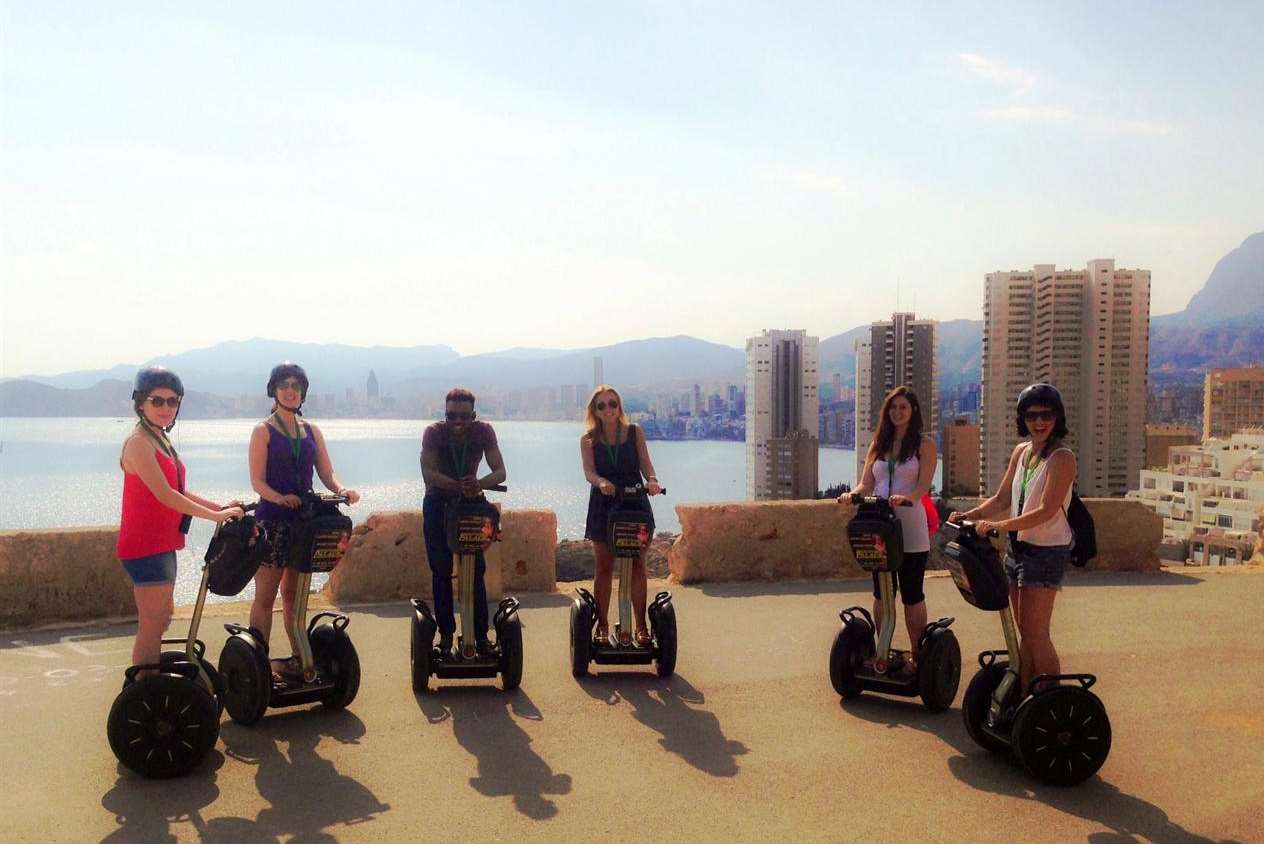 Mary Graham (second from left) and fellow friends on board a Segway tour in the hills above Benidorm