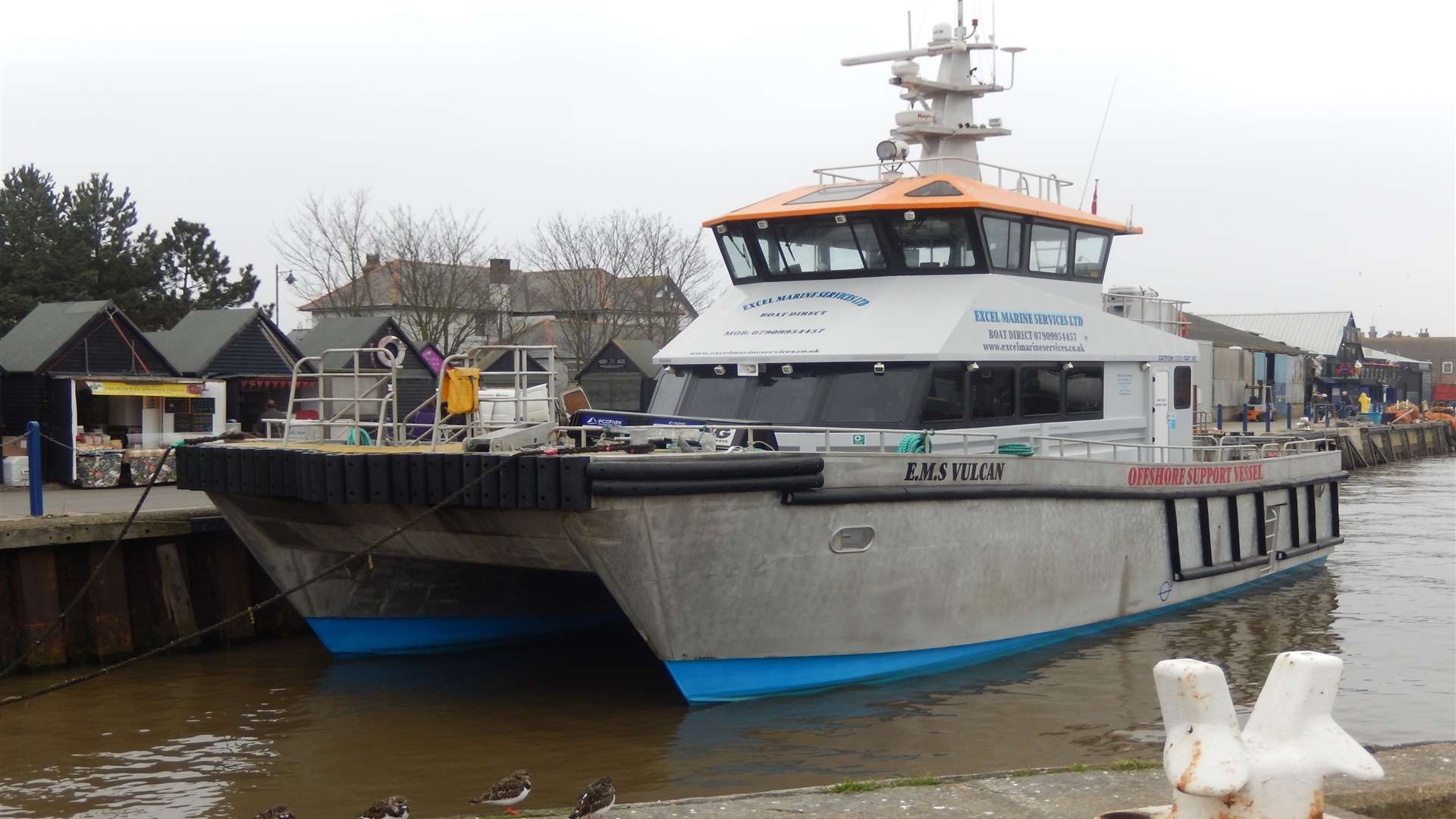 The Vulcan boat used to maintain the wind farm was berthed in Whitstable Harbour this year
