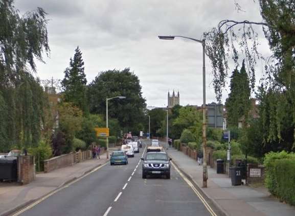 The boy was hit by a car in New Dover Road, Canterbury. Picture: Google.