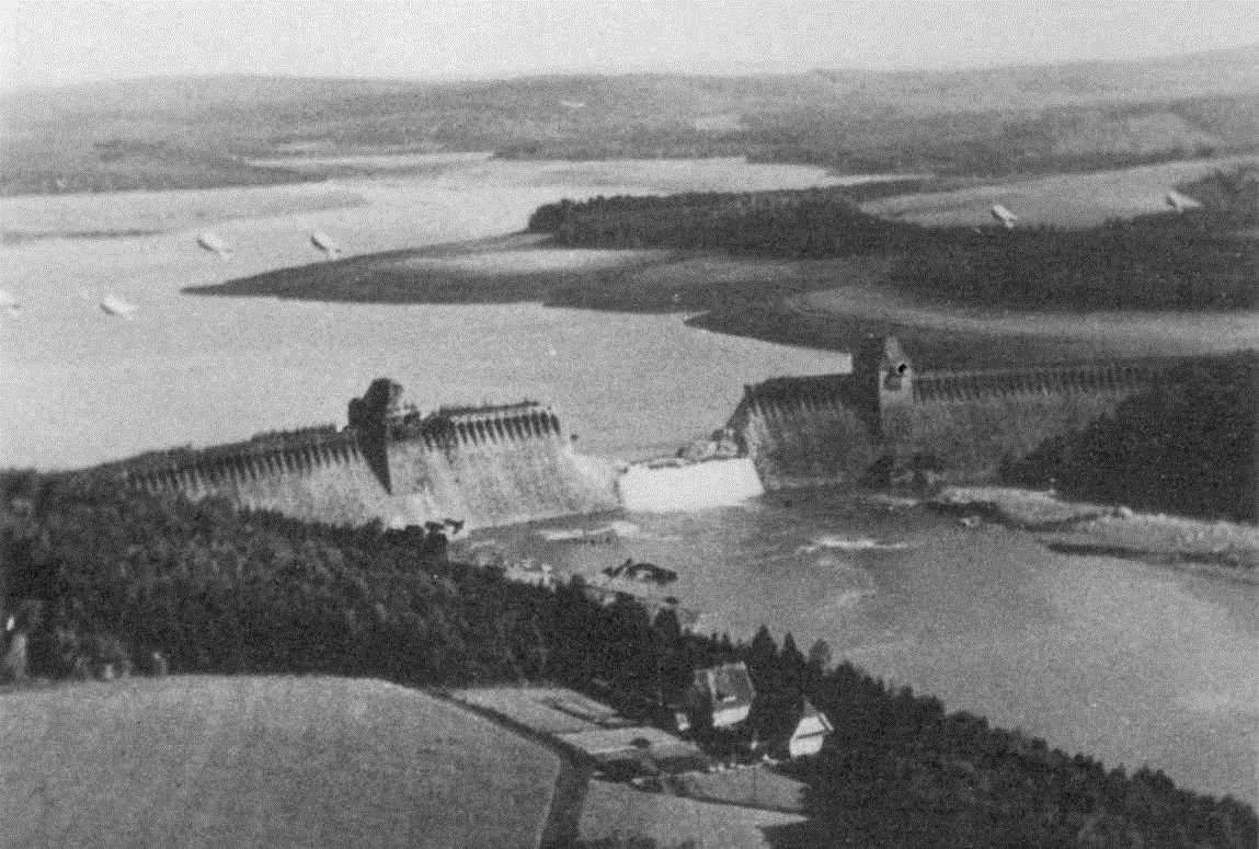 The breached Möhne Dam after the bombing