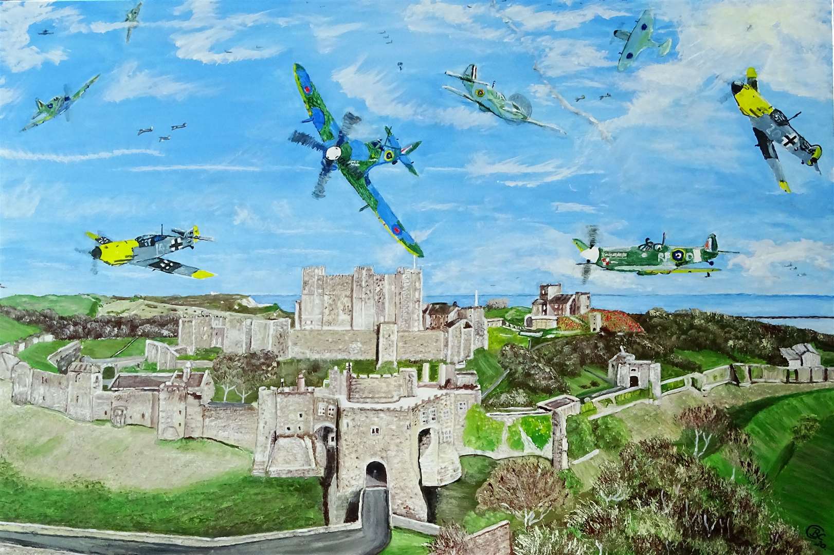 The Friends of Dover Castle commissioned artist Brian Cornwell to paint a picture of the Battle of Britain over the town