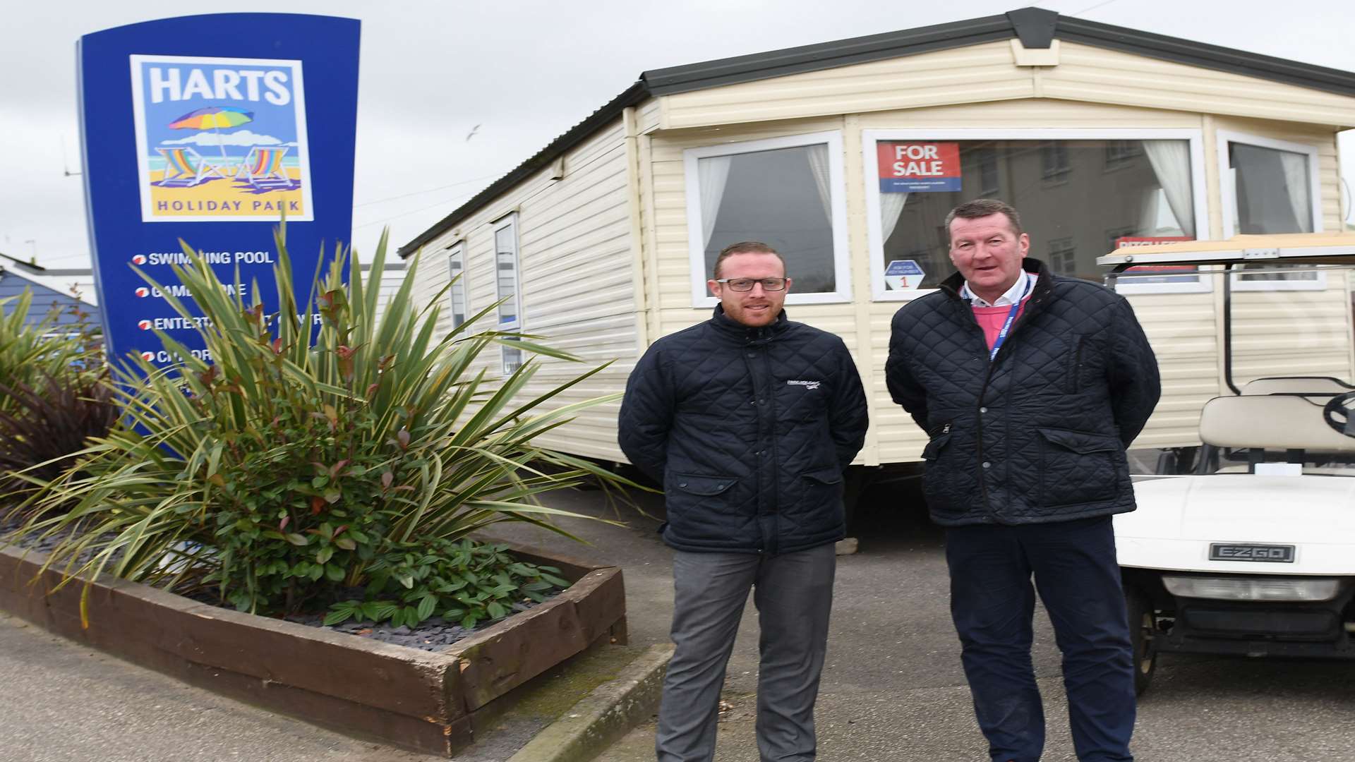 No sightings: Stuart McKay and Billy Ellis at Harts Holiday Park. Picture: Steve Finn Photography