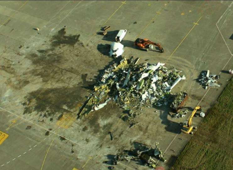 An aerial view of the 747 being dismantled at Manston. Picture: Geoff Hall