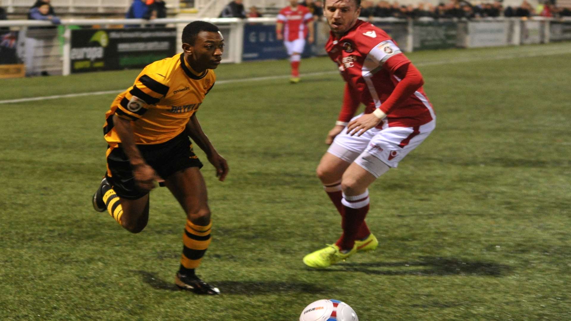 Charles Banya shows attacking intent at against Ebbsfleet in the Kent Senior Cup Picture: Steve Terrell