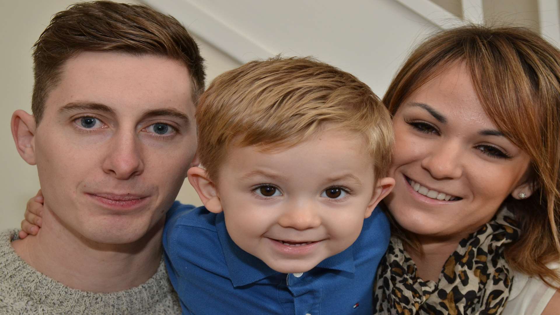 Louis Parvin, with parents Peter and Kaylie, was helped by Kent Air Ambulance after a wardrobe fell on him