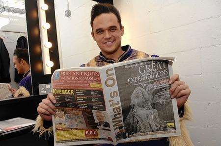 Gareth Gates with his copy of What's On, ahead of starring in the Marlowe Theatre's pantomime Cinderella
