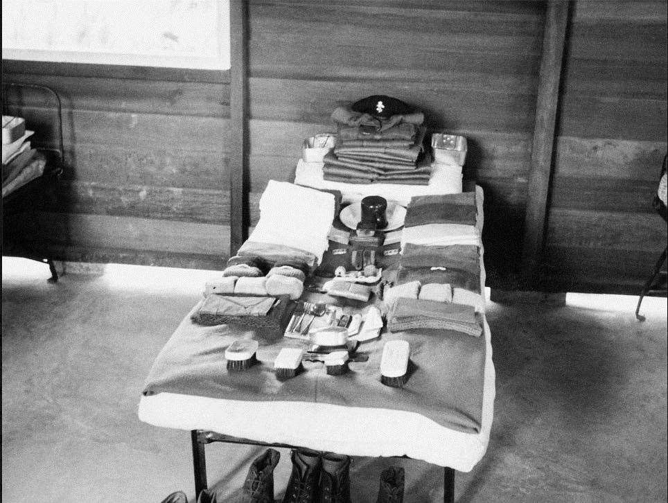 A National Serviceman's kit laid out ready for inspection