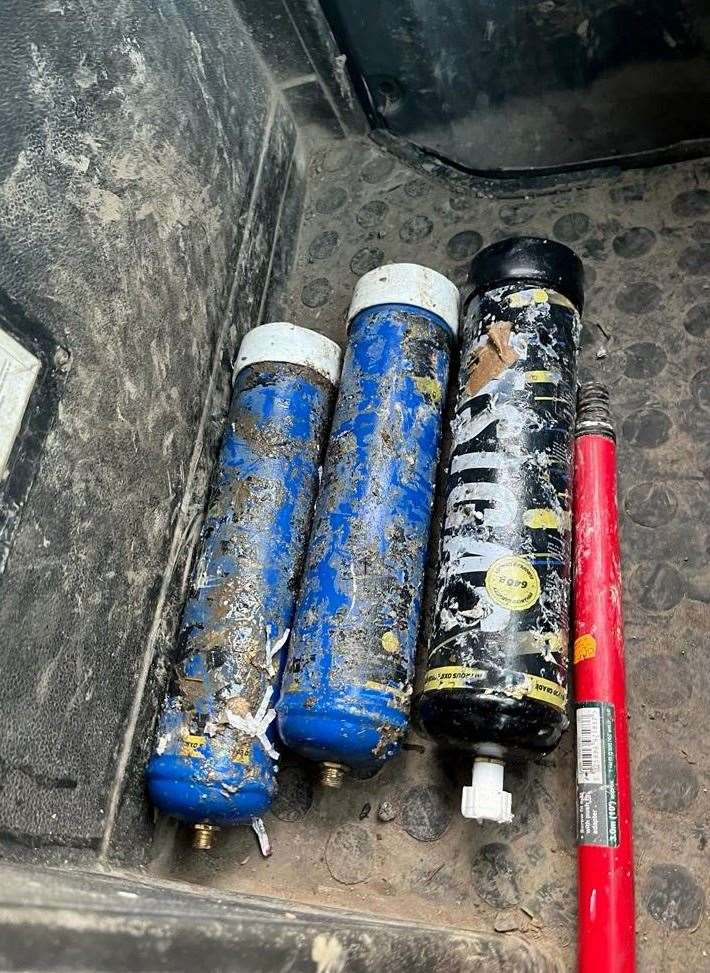 Aerosol canisters were amongst the recycling rubbish. Picture: Swale council
