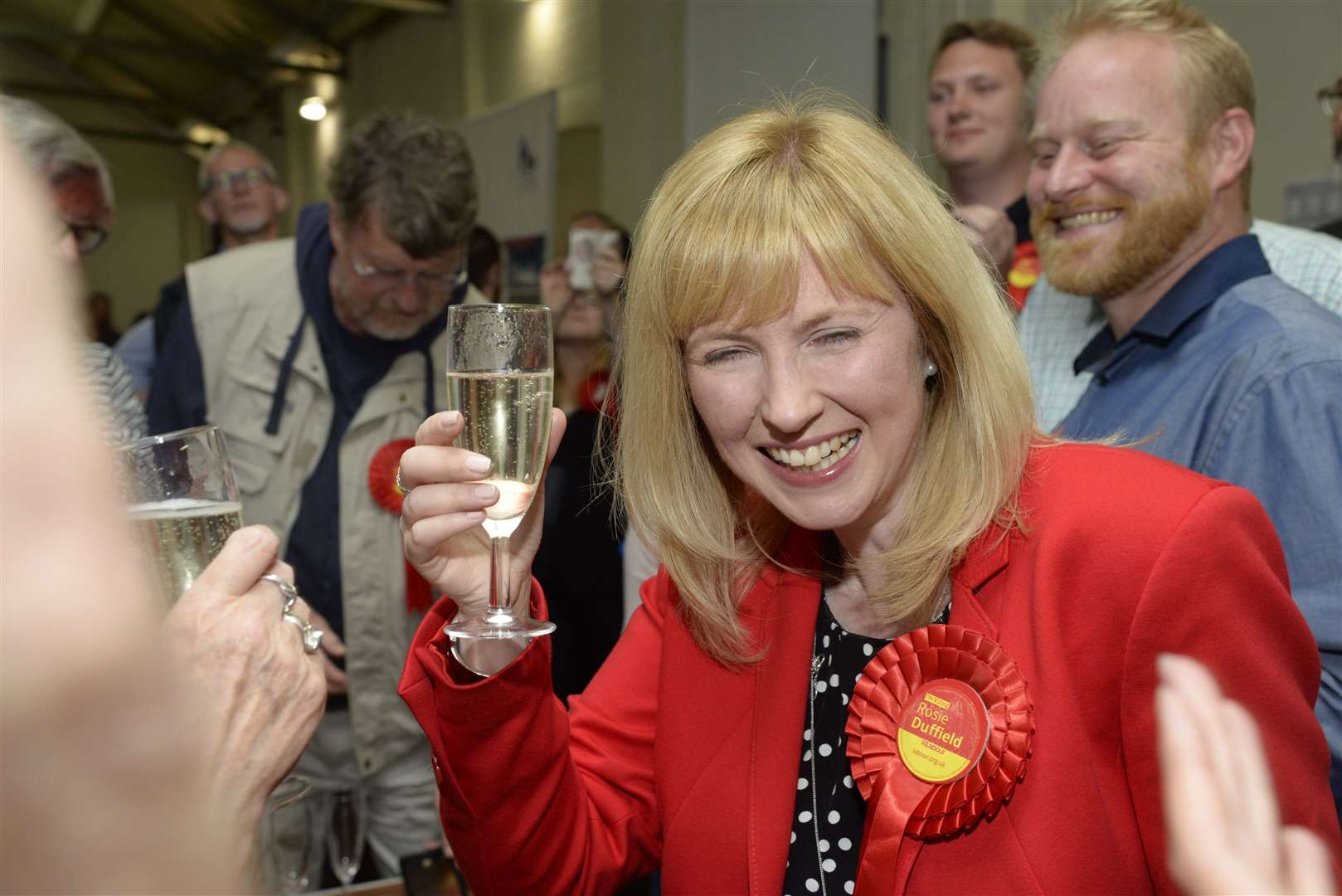 Rosie Duffield celebrates her shock victory in 2017