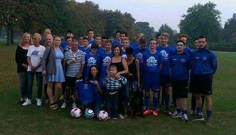 The Herne Bay Youth under 16s team meeting Connor's family