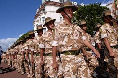 Gurkha soldiers marching through Folkestone
