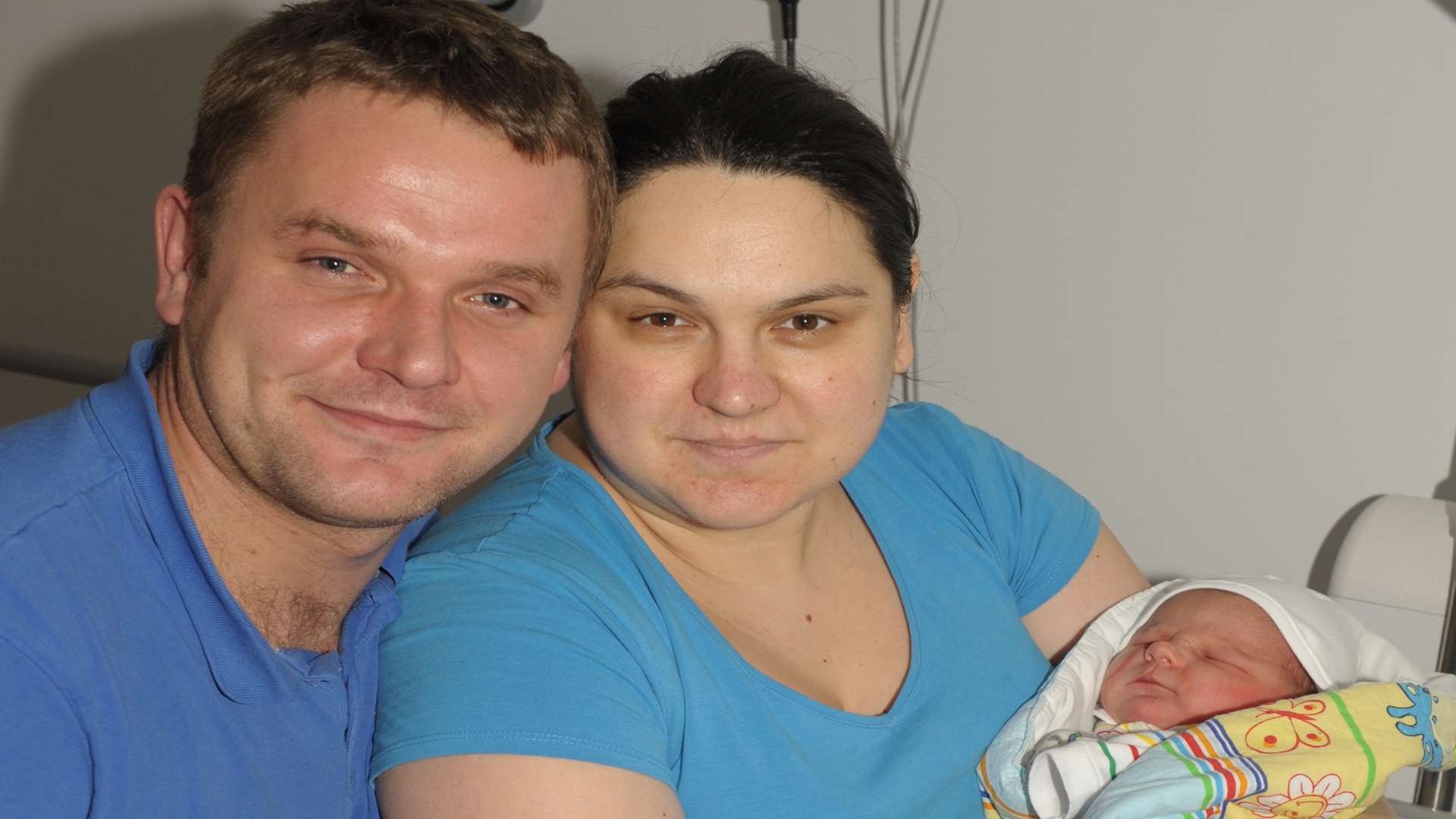 Baby Kacper, born just before the New Year's Day celebrations at the Tunbridge wells Hospital at Pembury