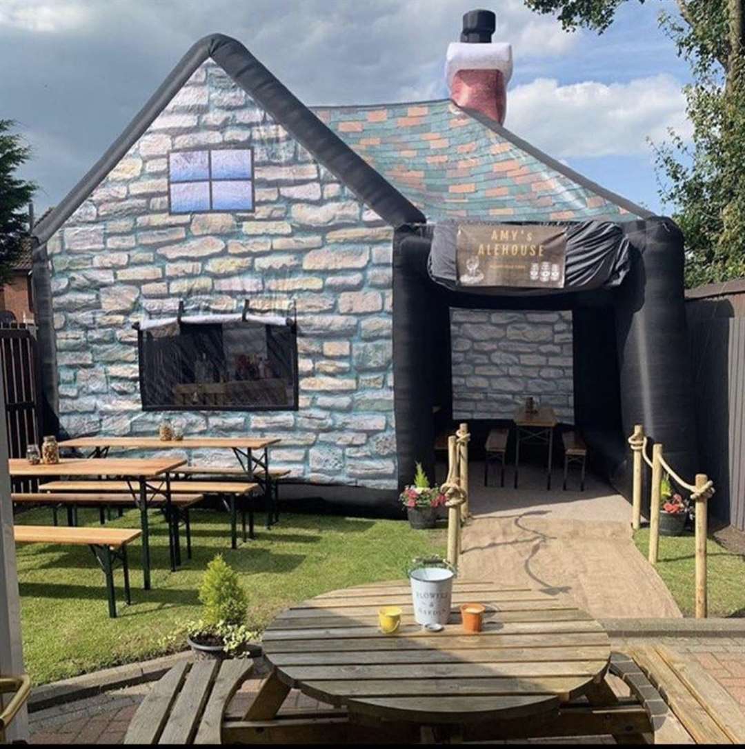 The blow-up pub is ideal for gardens and you can have seating outside. Picture: Richard Martin