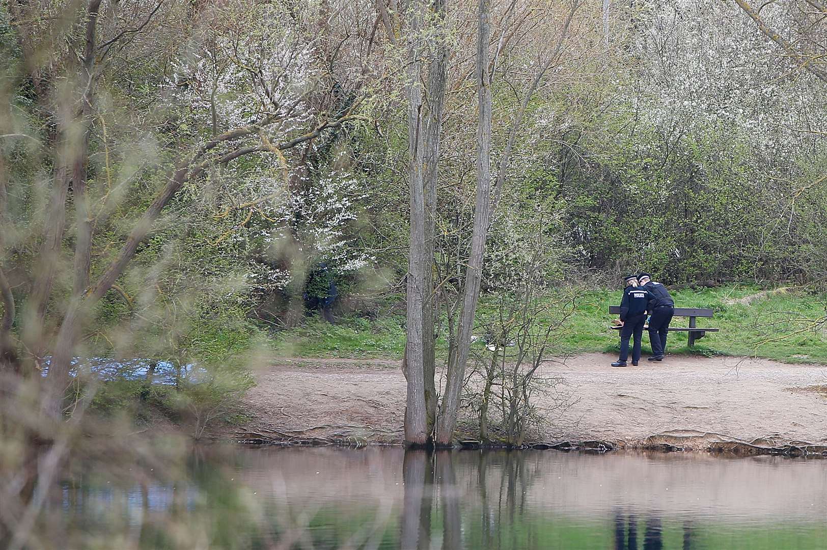 Police cordon off area of Leybourne Lakes. Picture: Andy Jones