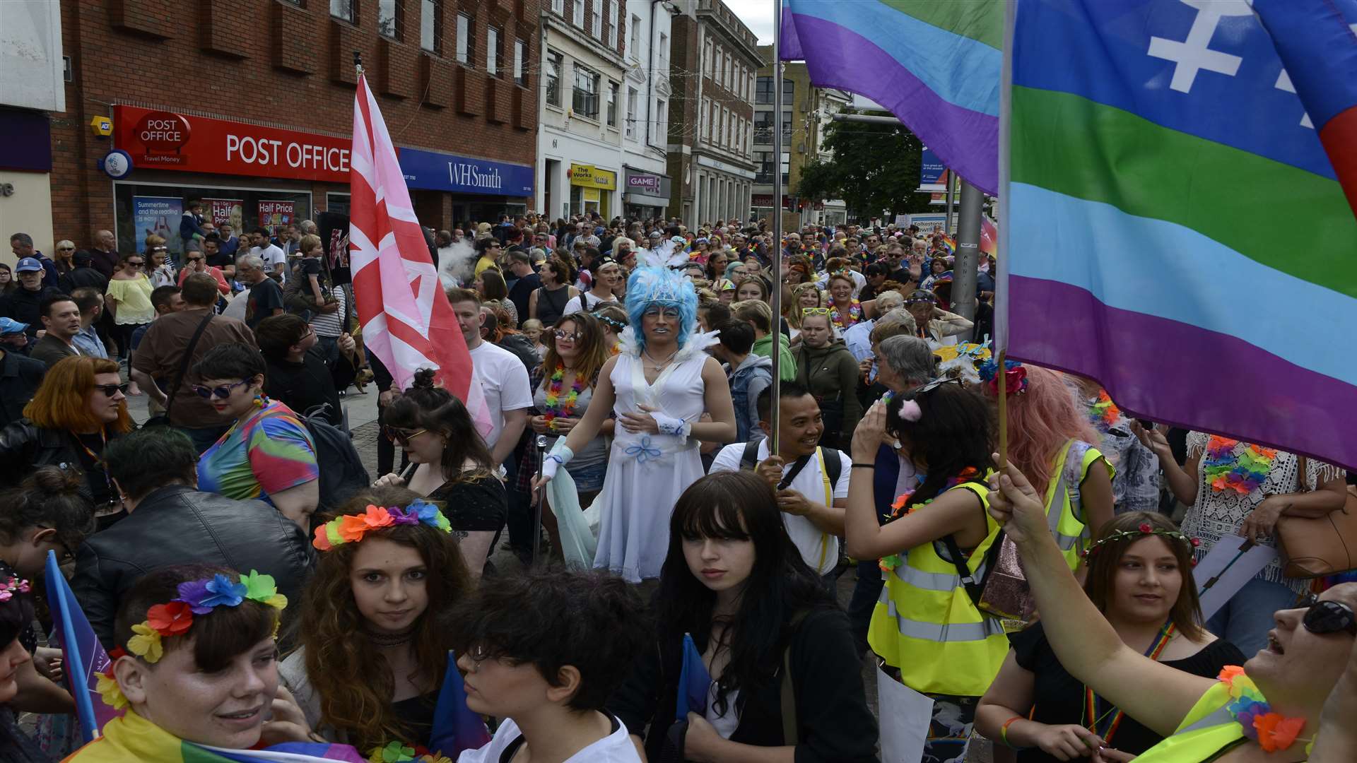 Hundreds of people packed Folkestone town centre for the Pride parade earlier this month