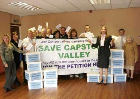 Tracey Crouch (third right) with other campaigners against the plan. Picture: PETER STILL