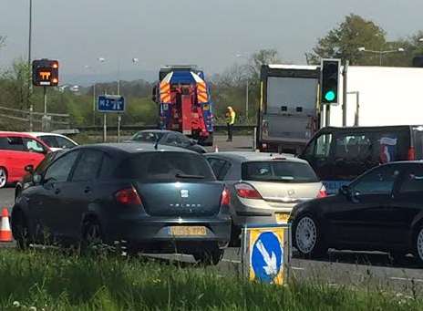 The crash caused lengthy tailbacks. Picture: Richard Rodgers.