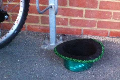 A green fancy dress hat was found left at the scene. Picture: Michaela Busch
