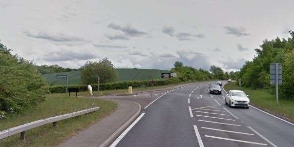 The victim was walking along the A20, near the junction with Greenway Court Road, when the two men approached her Picture: Google Street View