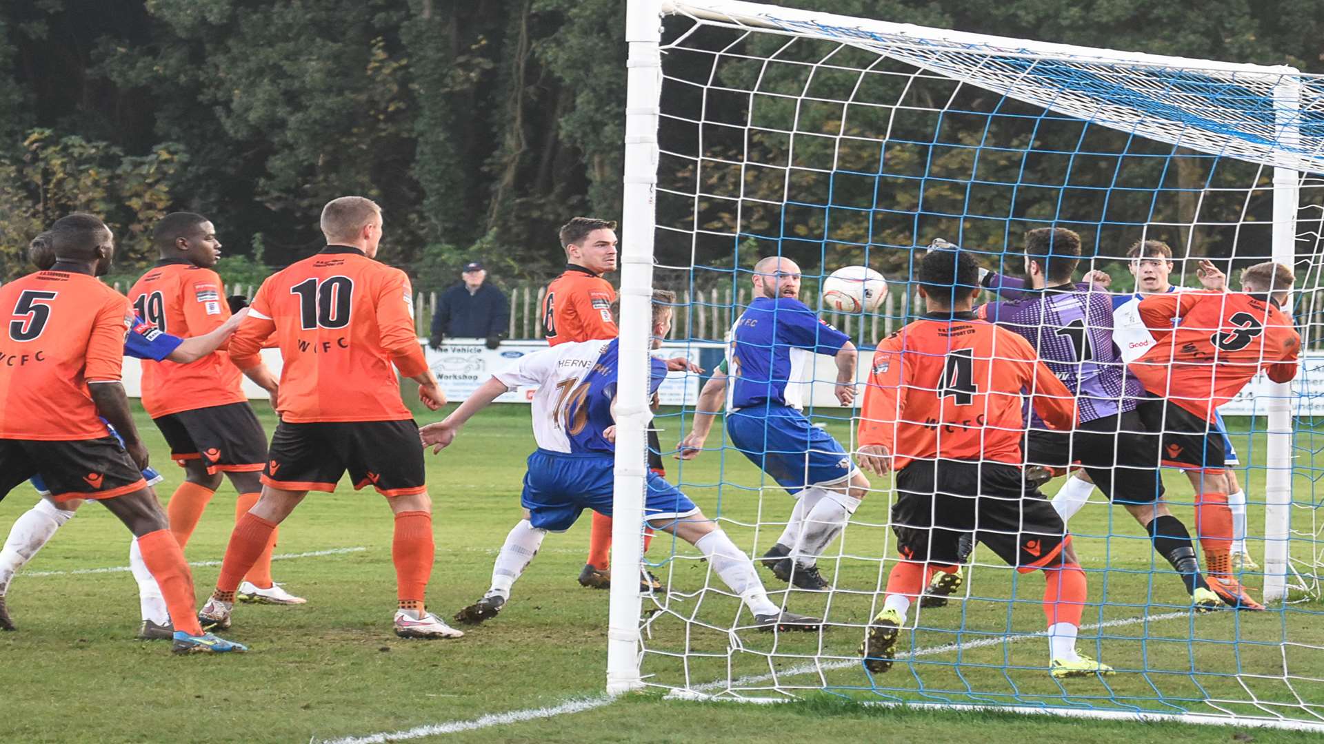 Herne Bay pile on the pressure against Walton Casuals on Saturday. Picture: Alan Langley
