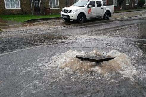 Flooding on the roads. Picture by Gill Martin.