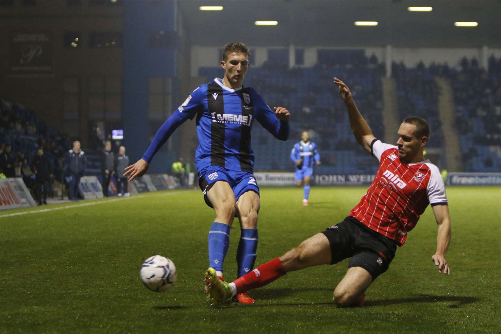 Teenager Harvey Lintott played in an attacking role for Gillingham Picture: Andy Jones