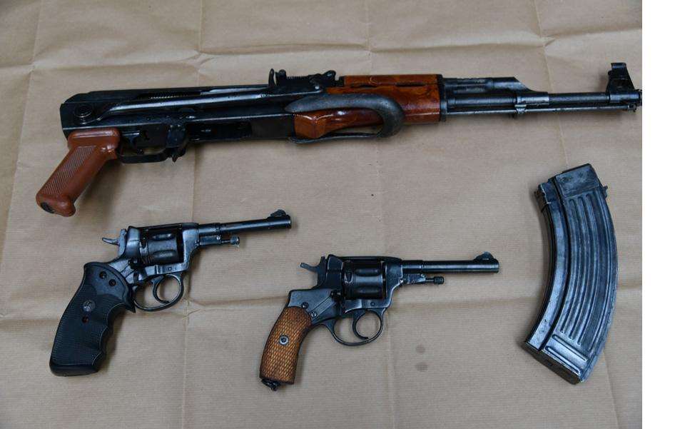 Deadly haul. The weapons found in a joint operation. Picture: National Crime Agency. (1709480)