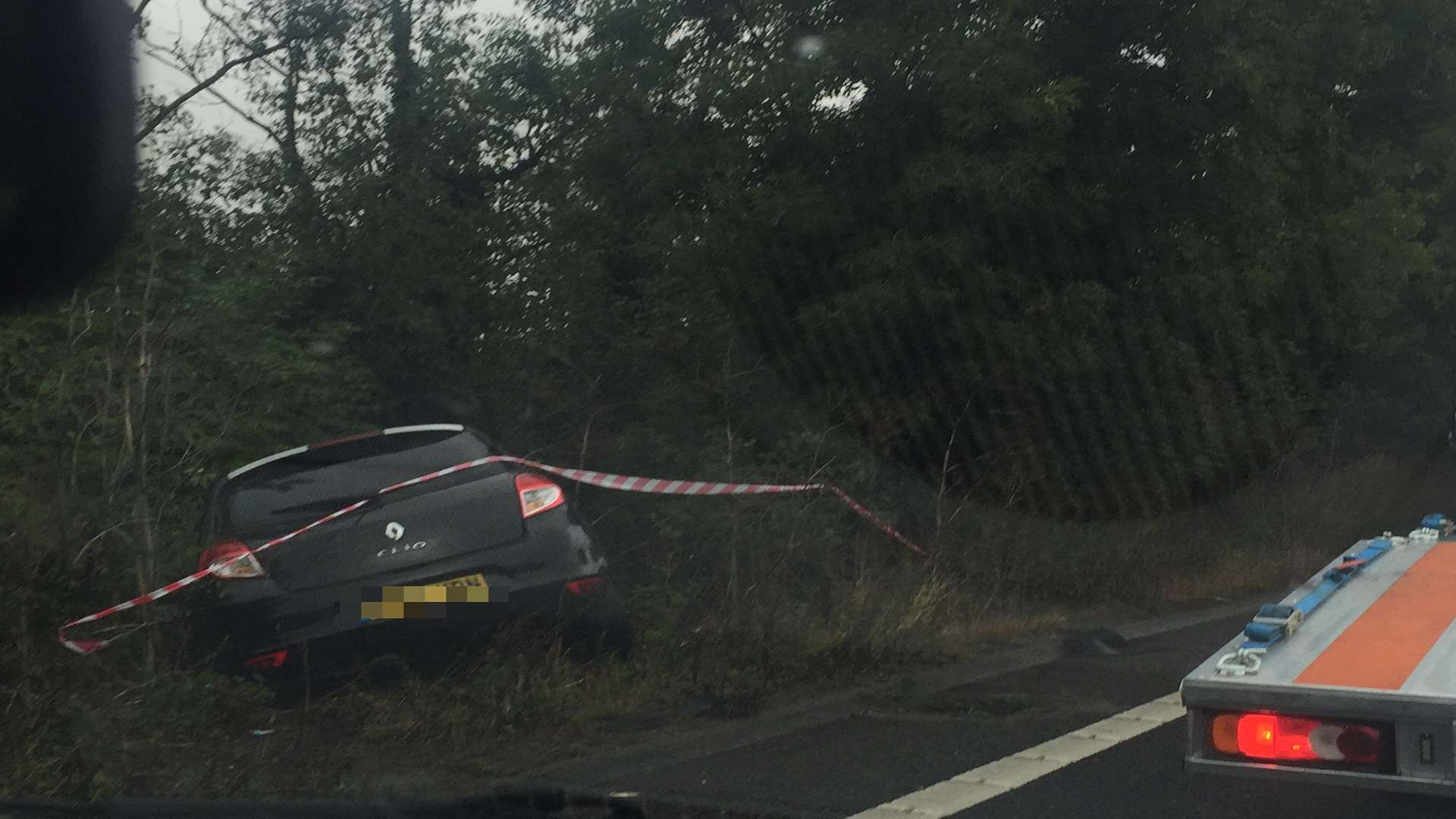 One car involved in the crash went down a ditch