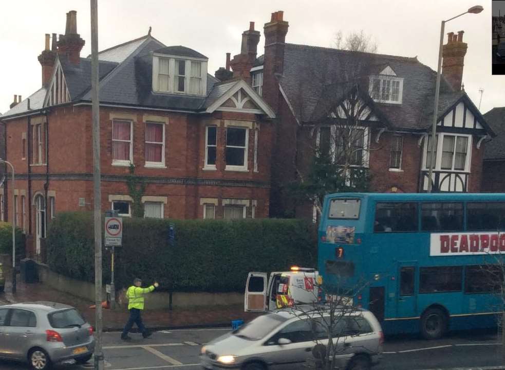 He was seen giving a bus driver the thumbs up after they reportedly flattened the work for him