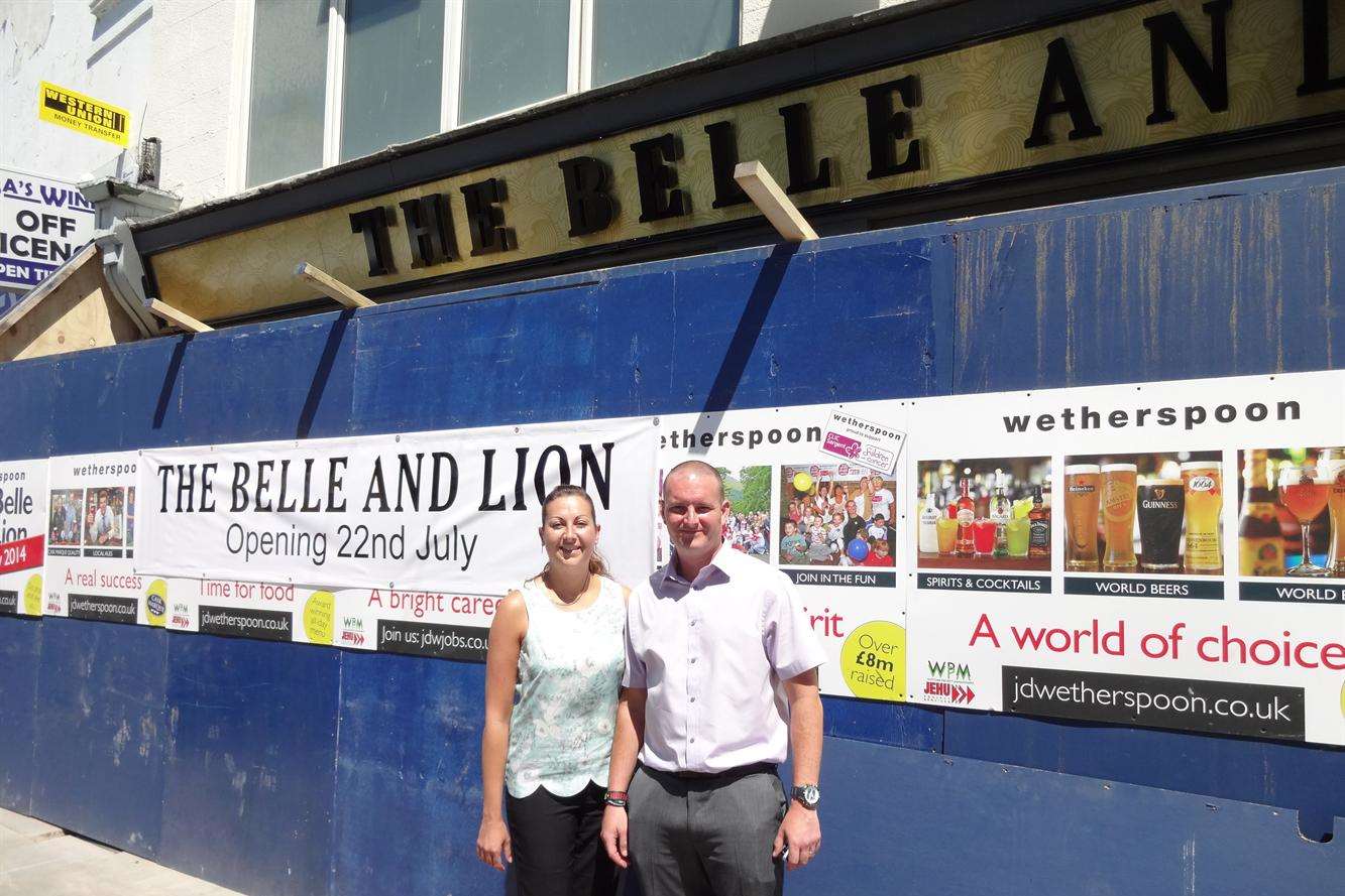 Kelly and Chris Smith, the managers of the new Belle and Lion Wetherspoon pub in Sheerness