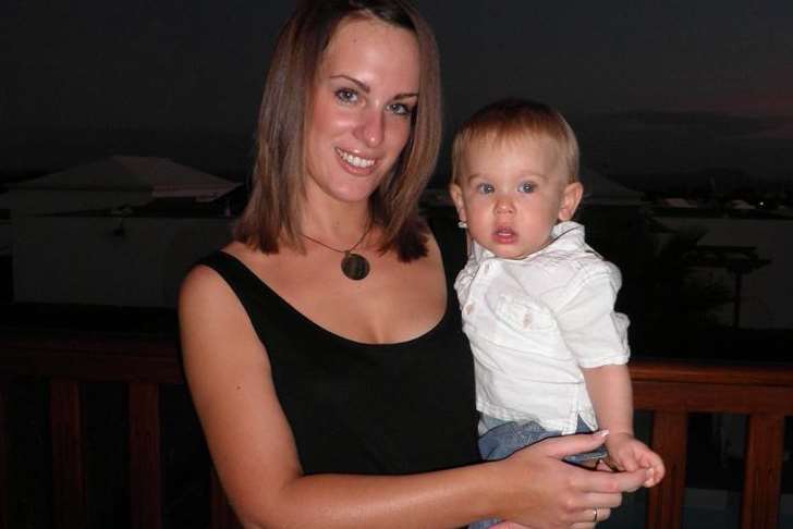 Laura with Jacob on a family holiday in Lanzarote in October 2010