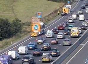 Lane remains closed while the vehicles are recovered. Picture: Highways England