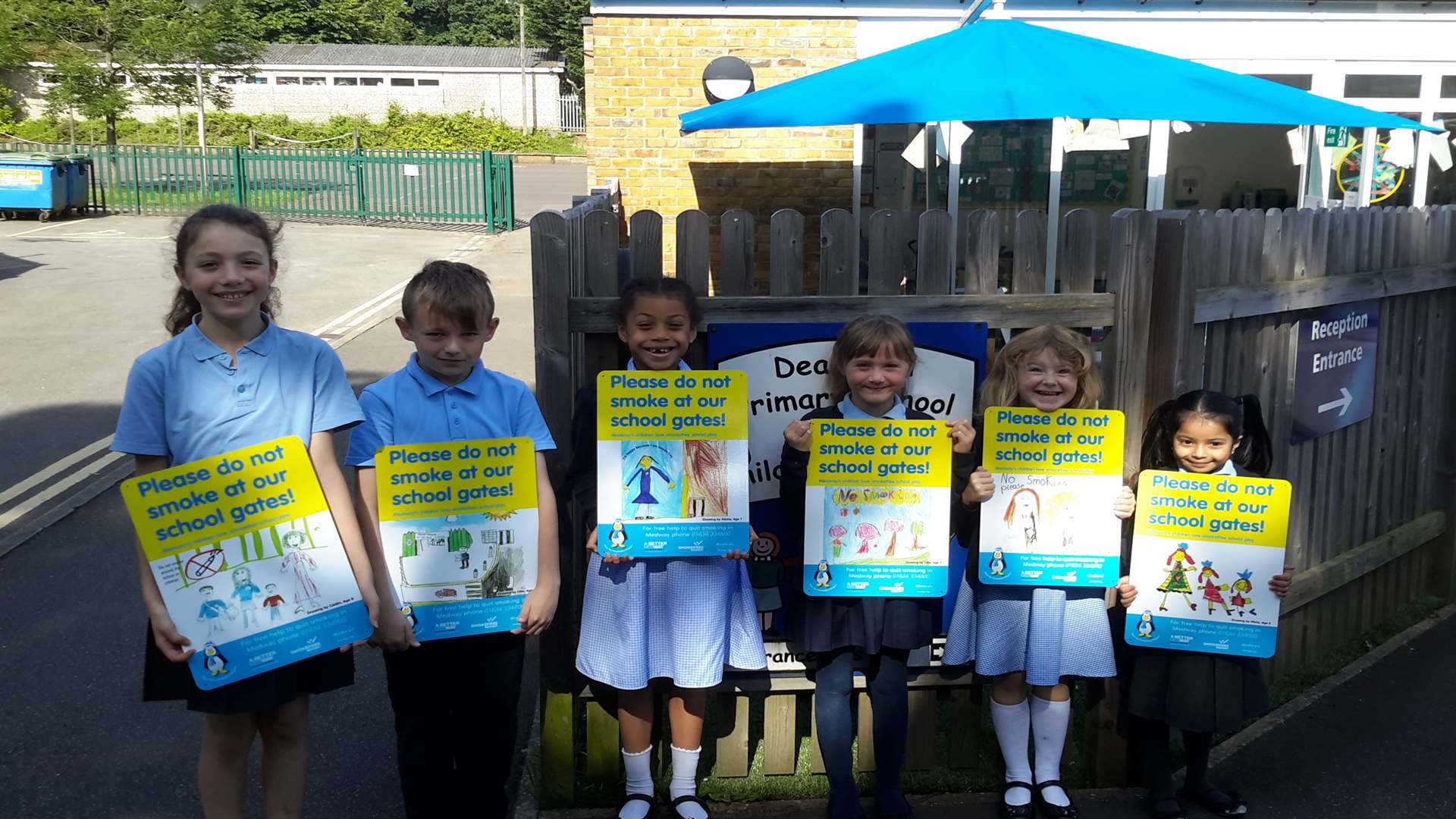 Deanwood Primary School children are hoping these signs will put parents off from smoking at the school gates