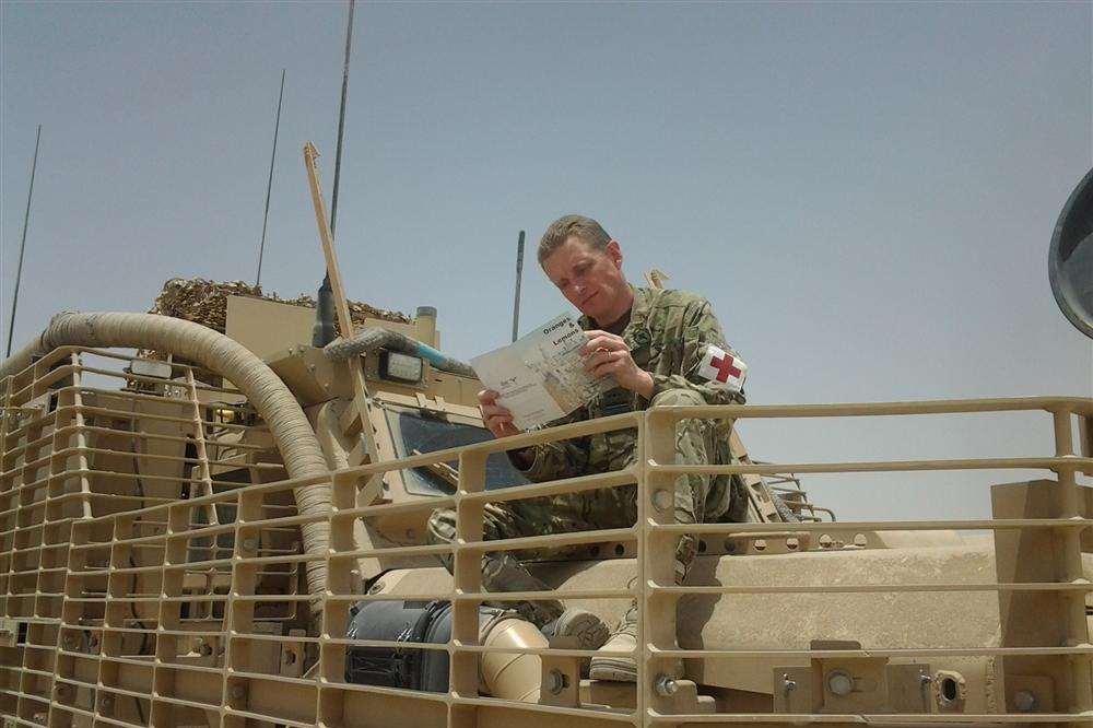 The Reverend (Wing Commander) Giles Legood from Maidstone during his three-month tour of Afghanistan last summer