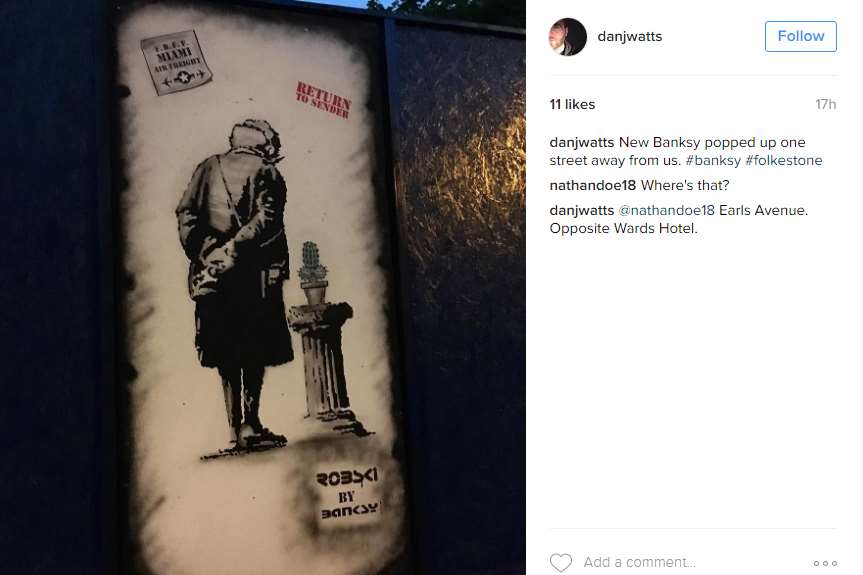 Dan Watts posted the picture of the artwork standing on his Instagram account
