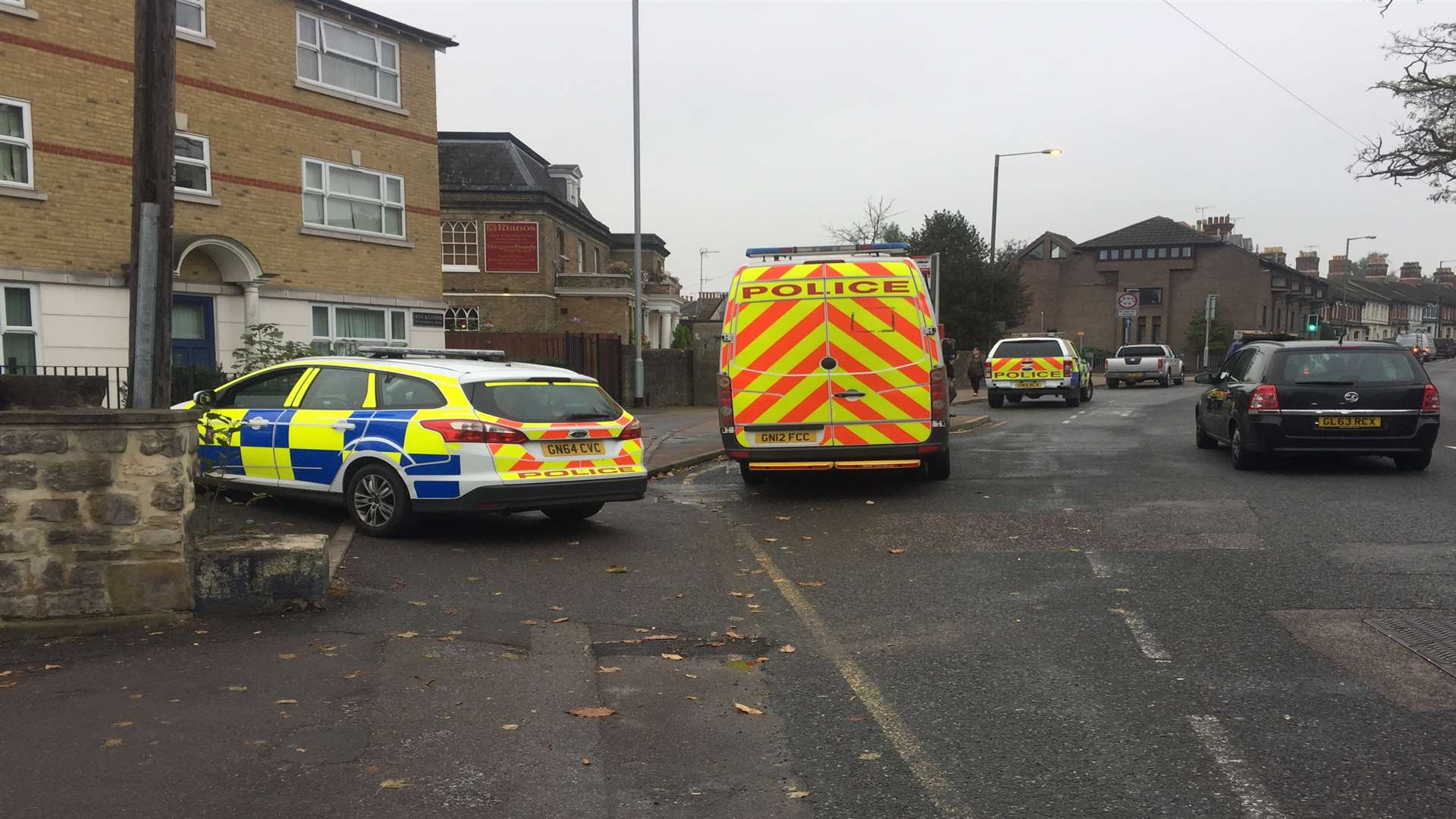 Two police cars and a van were also spotted at the scene