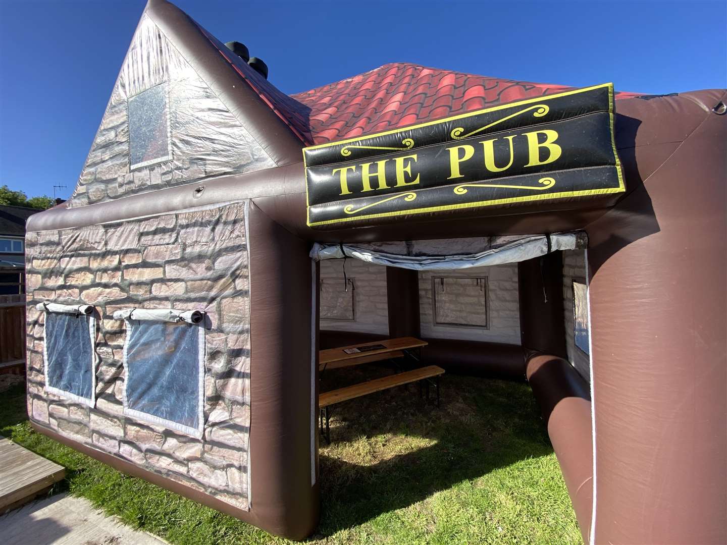 Richard Martin, 35, from Gravesend, owns an inflatable pub business called The Air of the Dog. Picture: Richard Martin