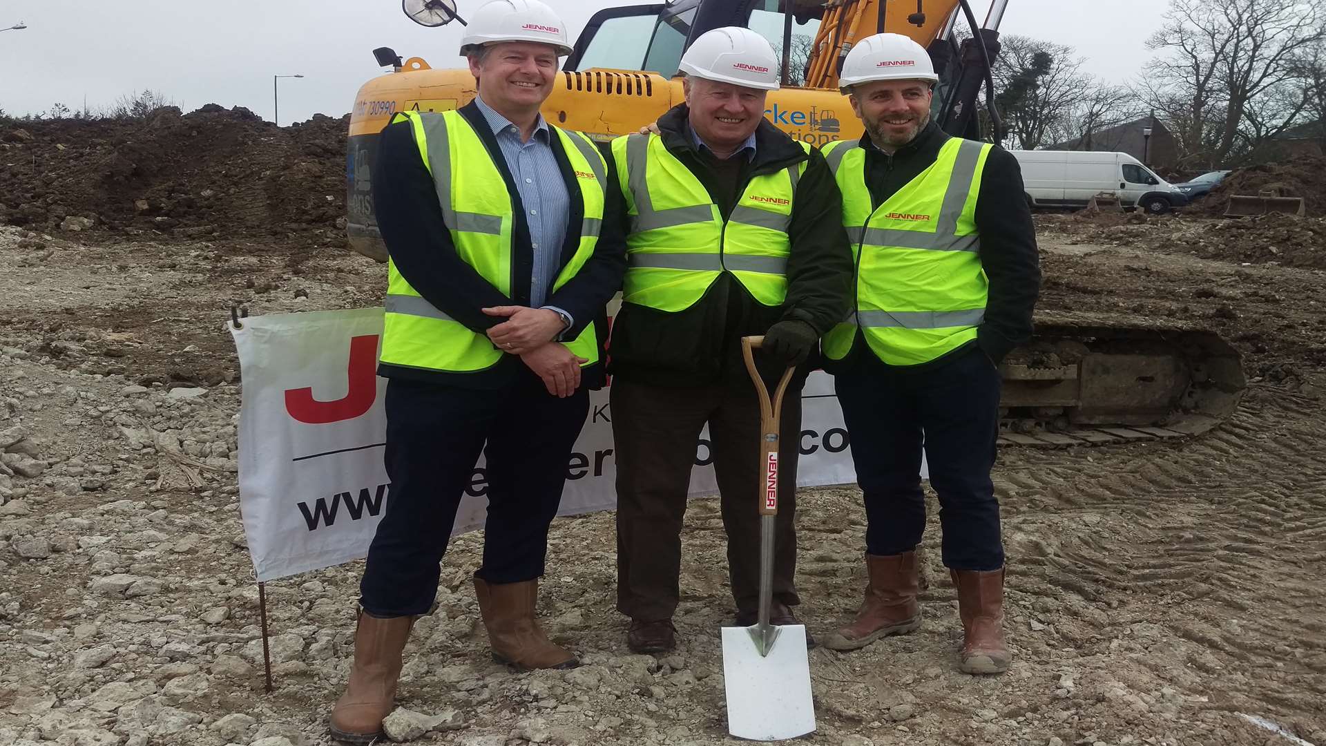 Martin Sandall, leader at Shepway District Council Cllr David Monk and Darren Welch, the development manager at Jenner. Picture: SDC