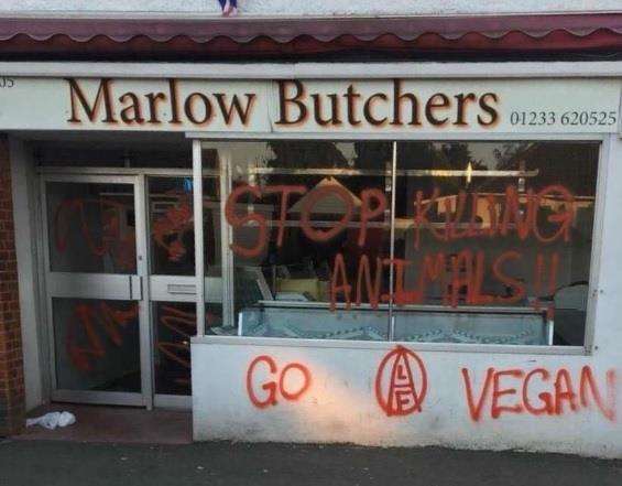 Activists attack Marlow Butchers. Picture: Marlow Butchers
