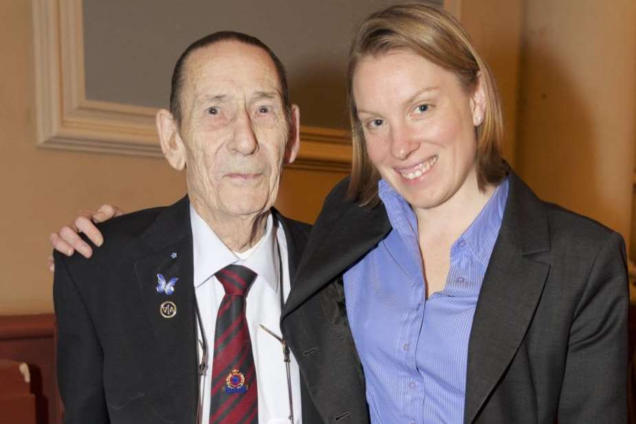 Mr Bernard with Tracey Crouch at the Pride in Medway certificate presentation night in 2014.
