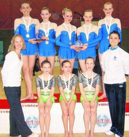 Canterbury gymnasts with their medals from the British Duet and Trios Championships