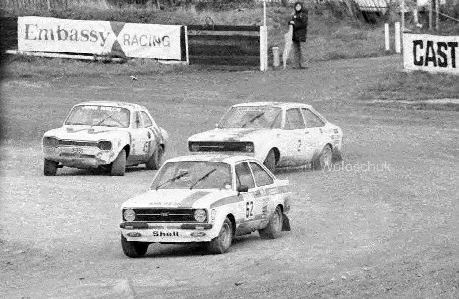 At Lydden Hill in 1975 – not long before the tragedy – Brise drove a Ford Escort in a rallycross event. Here he is chased through Paddock Bend by Rod Chapman and John Welch. Picture: Paul Woloschuk