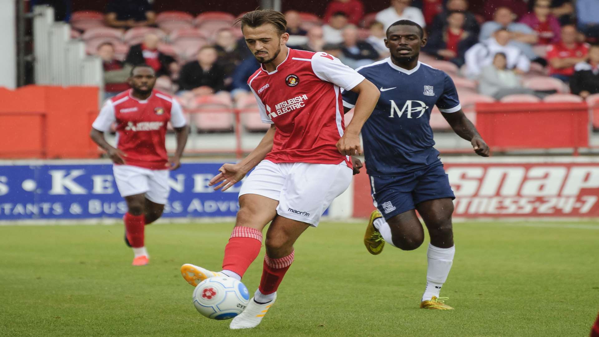 Ebbsfleet's Jack Powell plays the ball forward against Southend Picture: Andy Payton