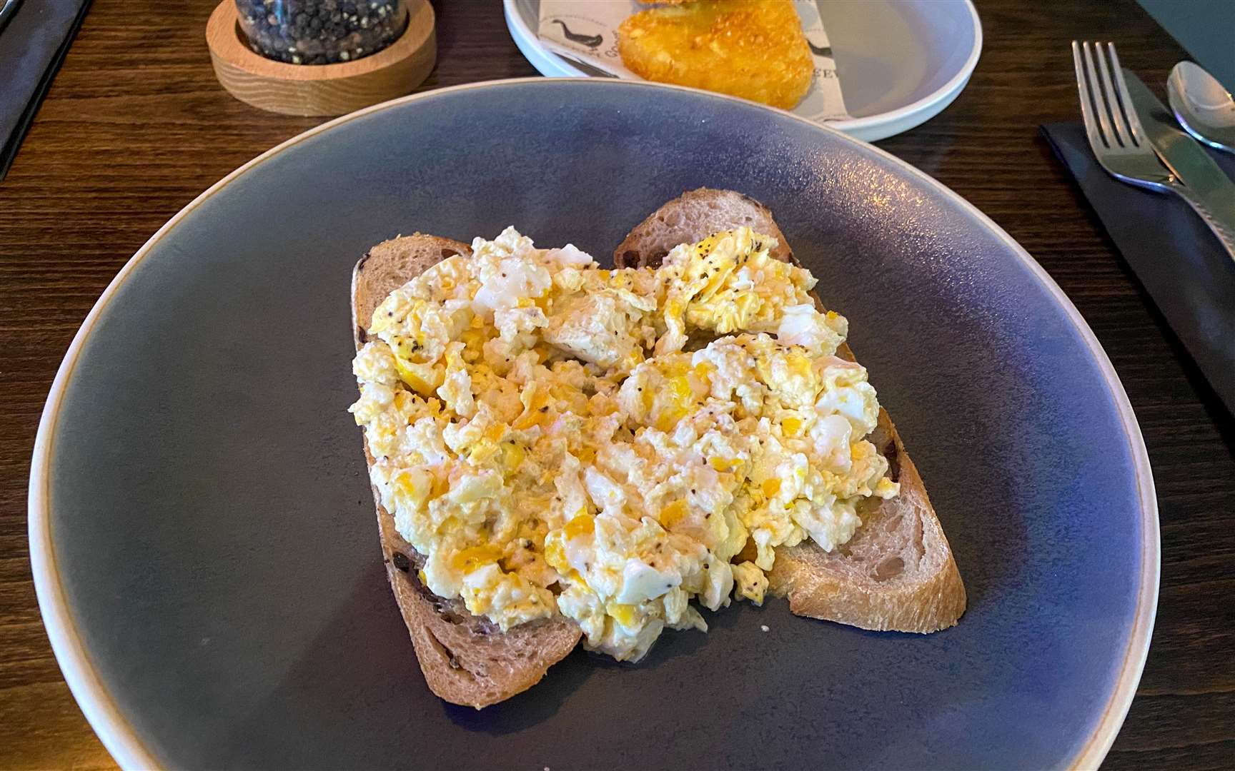 The scrambled eggs didn’t look as exciting, but they tasted much better than my dish