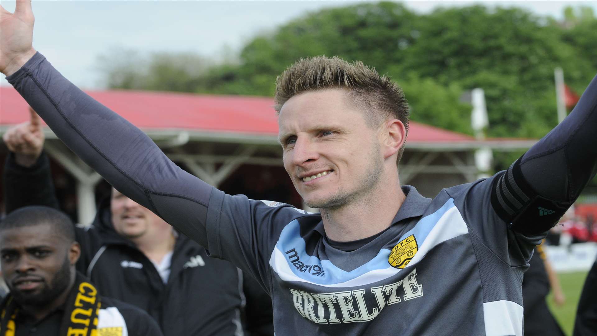 Lee Worgan celebrates Maidstone's play-off success Picture: Gary Browne